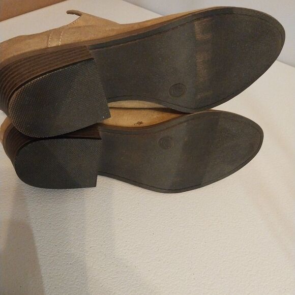 Falls Creek Booties Sz 9 Tan Cut Out Zippered Back Faux Suede Western Cowgirl - Picture 11 of 12